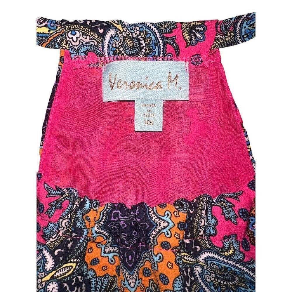 Euc Veronica M Vibrant Halter Mini Dress Hot Pink Medallion Multicolor Xs — image 4 of 7